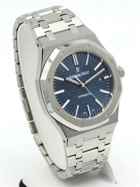 audemars piguet royal oak blue dial stainless steel watch|audemars piguet royal oak vintage.